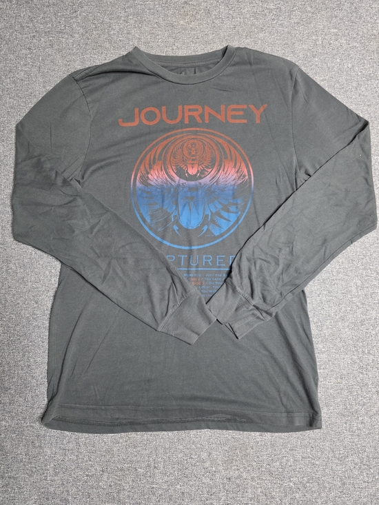 Journey Other - Graphic Long-Sleeve Tee - Charcoal with Red & Blue Print